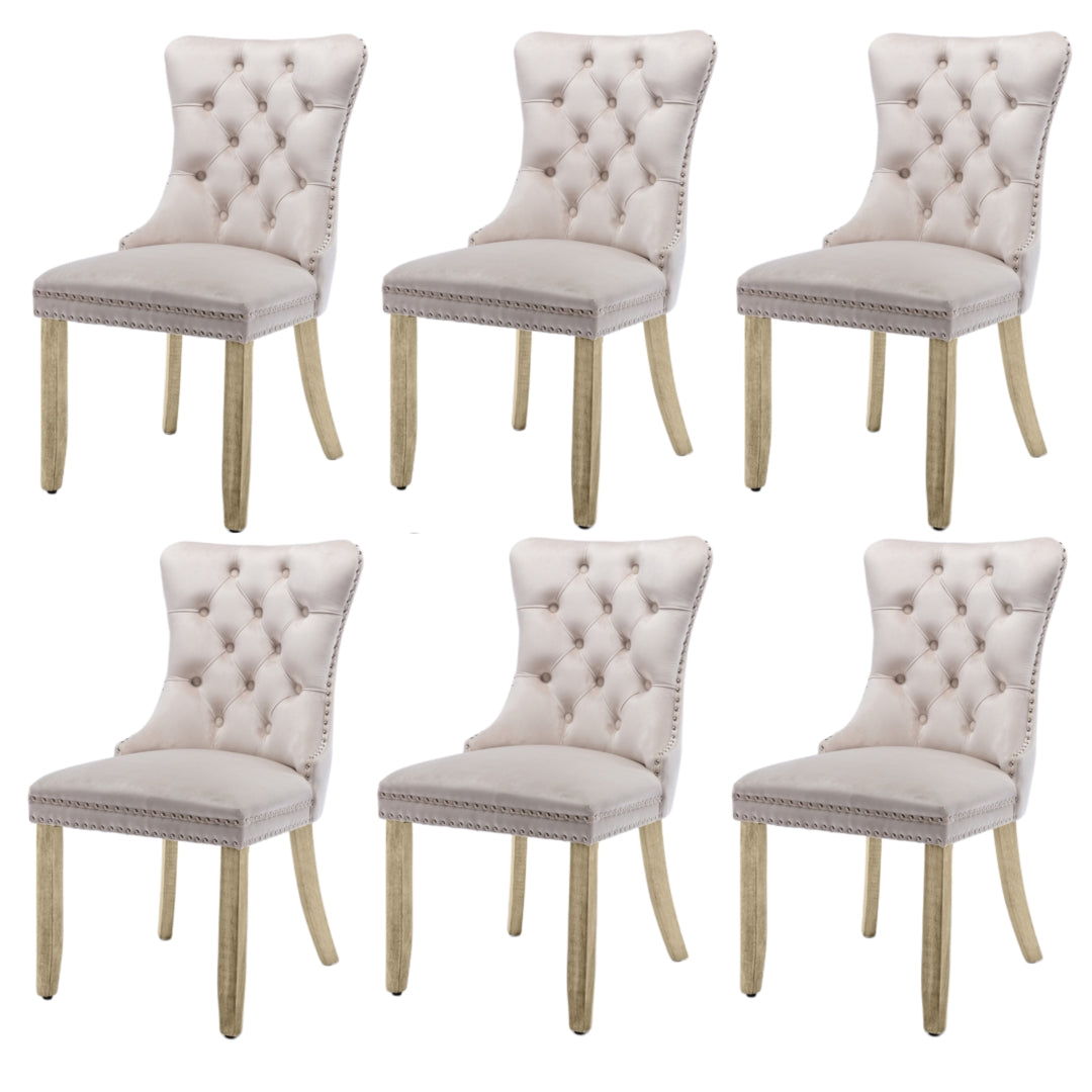 Enzo Velvet Dining Chair Set of 6 – Beige
