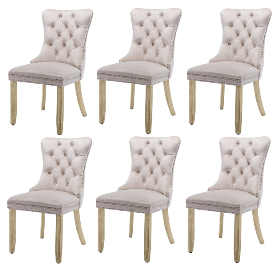 Enzo Velvet Dining Chair Set of 6 – Beige