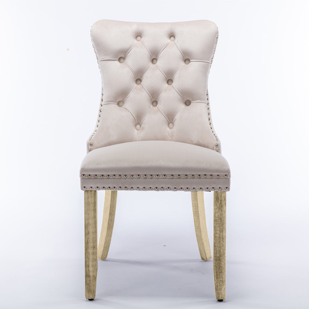 Enzo Velvet Dining Chair Set of 6 – Beige