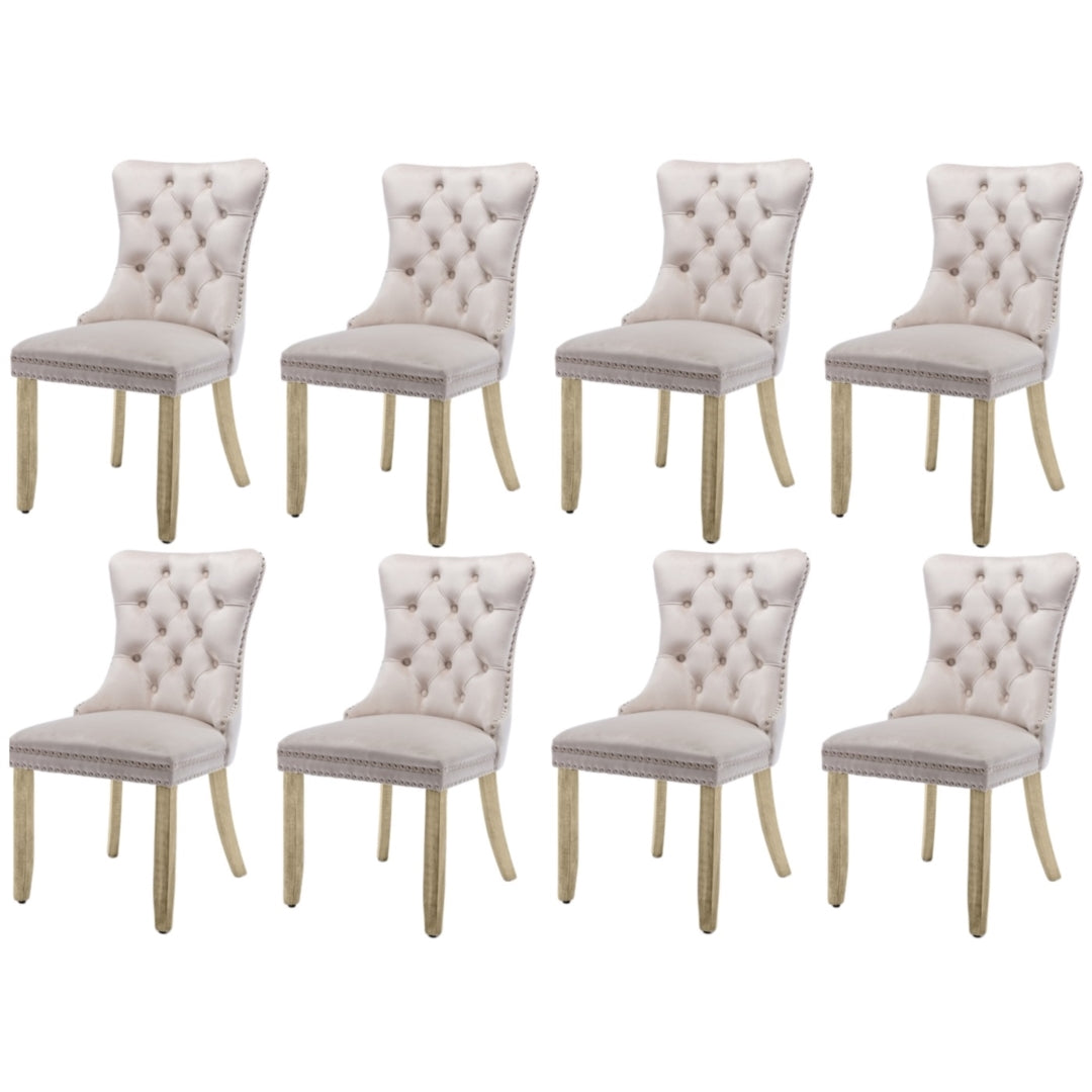 Enzo Velvet Dining Chair Set of 8 – Beige