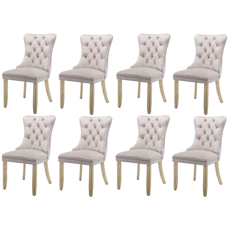 Enzo Velvet Dining Chair Set of 8 – Beige