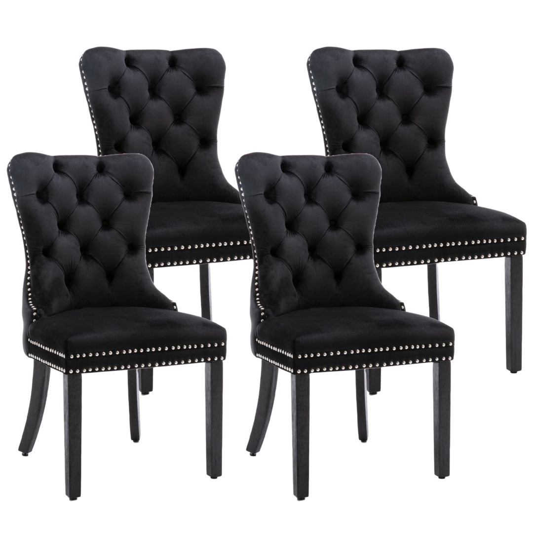 Farlow Velvet Dining Chair Set of 4 – Black