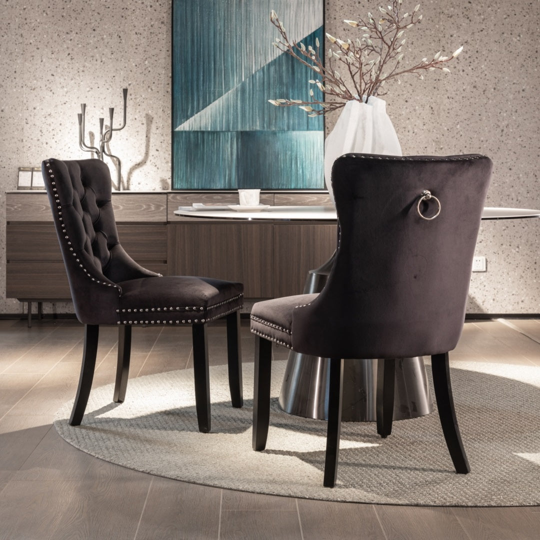 Farlow Velvet Dining Chair Set of 4 – Black