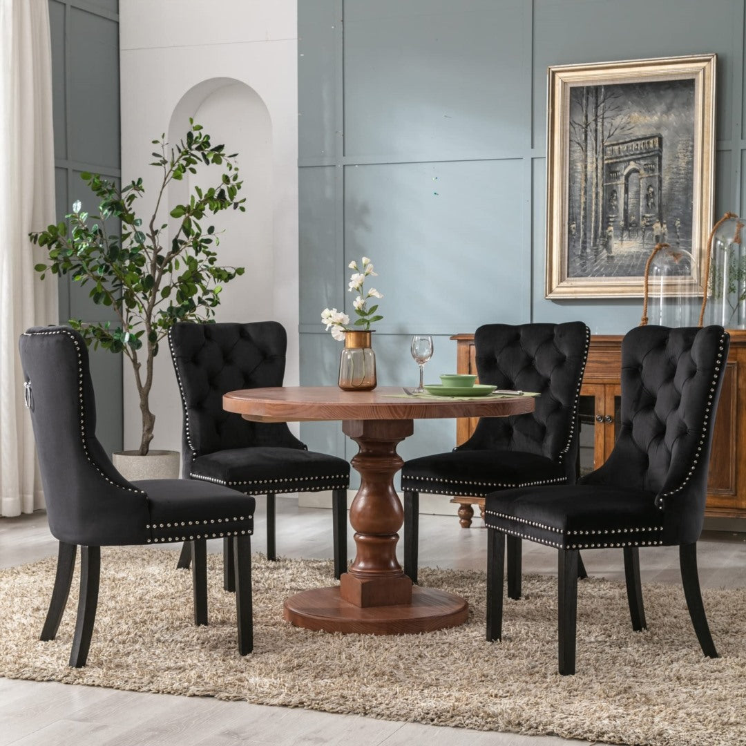 Farlow Velvet Dining Chair Set of 4 – Black