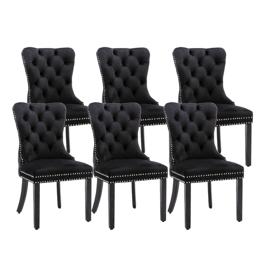Farlow Velvet Dining Chair Set of 6 – Black