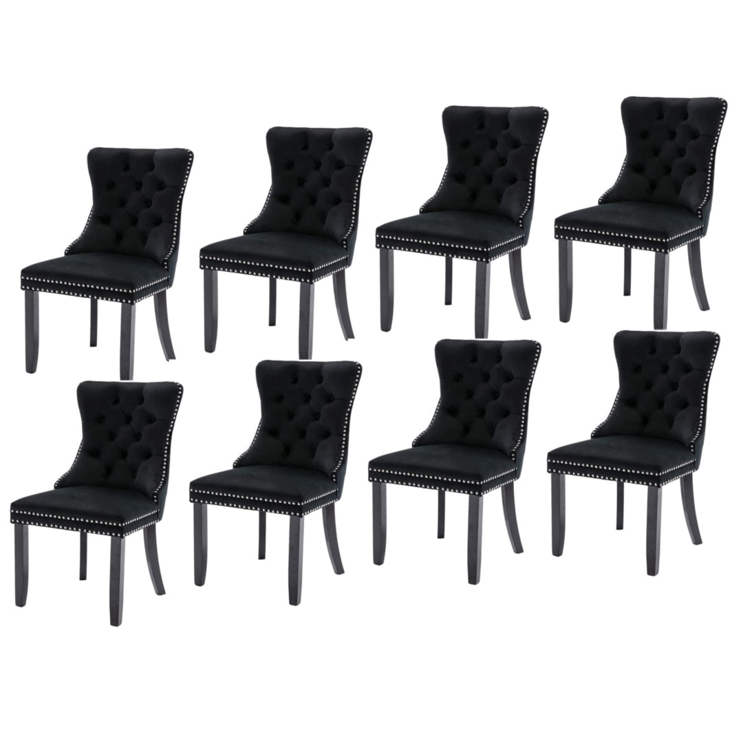 Farlow Velvet Dining Chair Set of 8 – Black