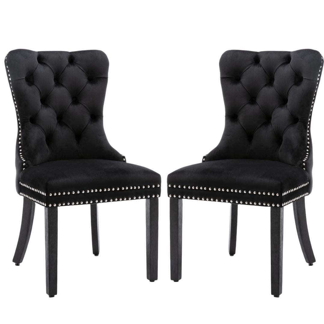 Farlow Velvet Dining Chair Set of 8 – Black