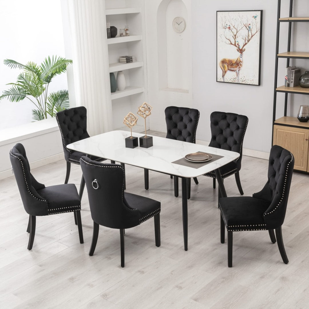 Farlow Velvet Dining Chair Set of 8 – Black