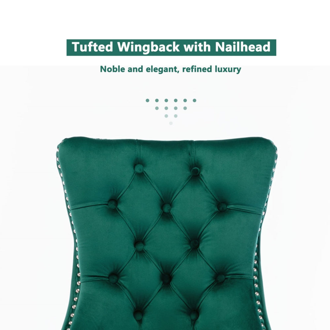 Finch Velvet Dining Chair Set of 4 – Green