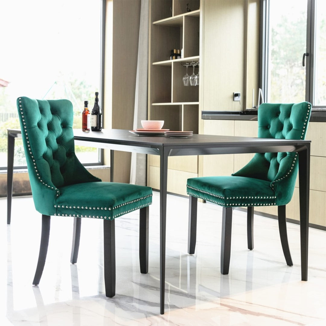 Finch Velvet Dining Chair Set of 4 – Green
