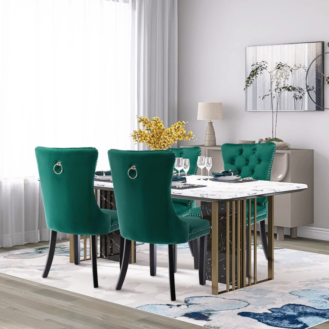 Finch Velvet Dining Chair Set of 4 – Green