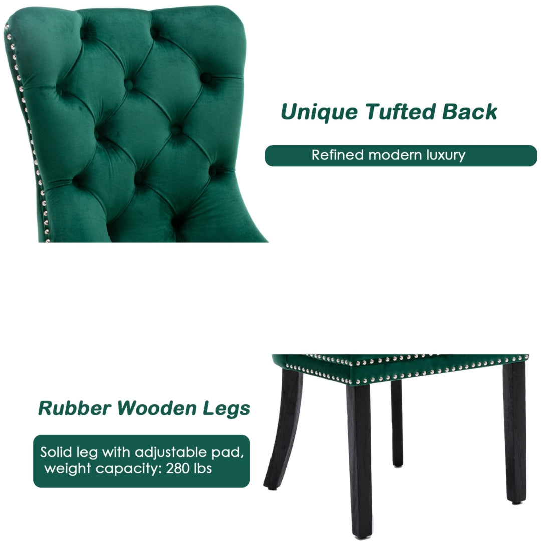 Finch Velvet Dining Chair Set of 6 – Green