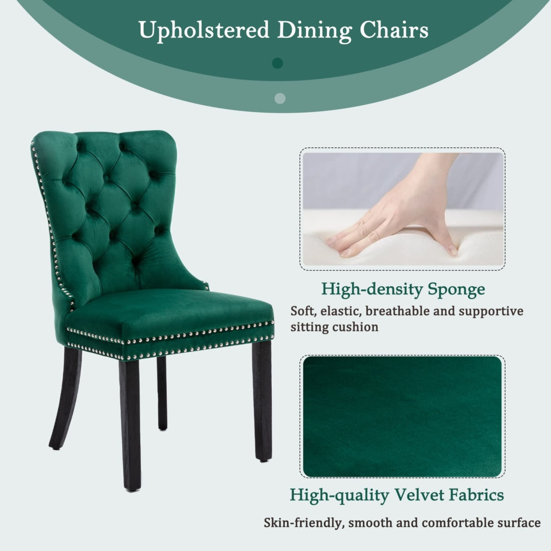 Finch Velvet Dining Chair Set of 2 – Green