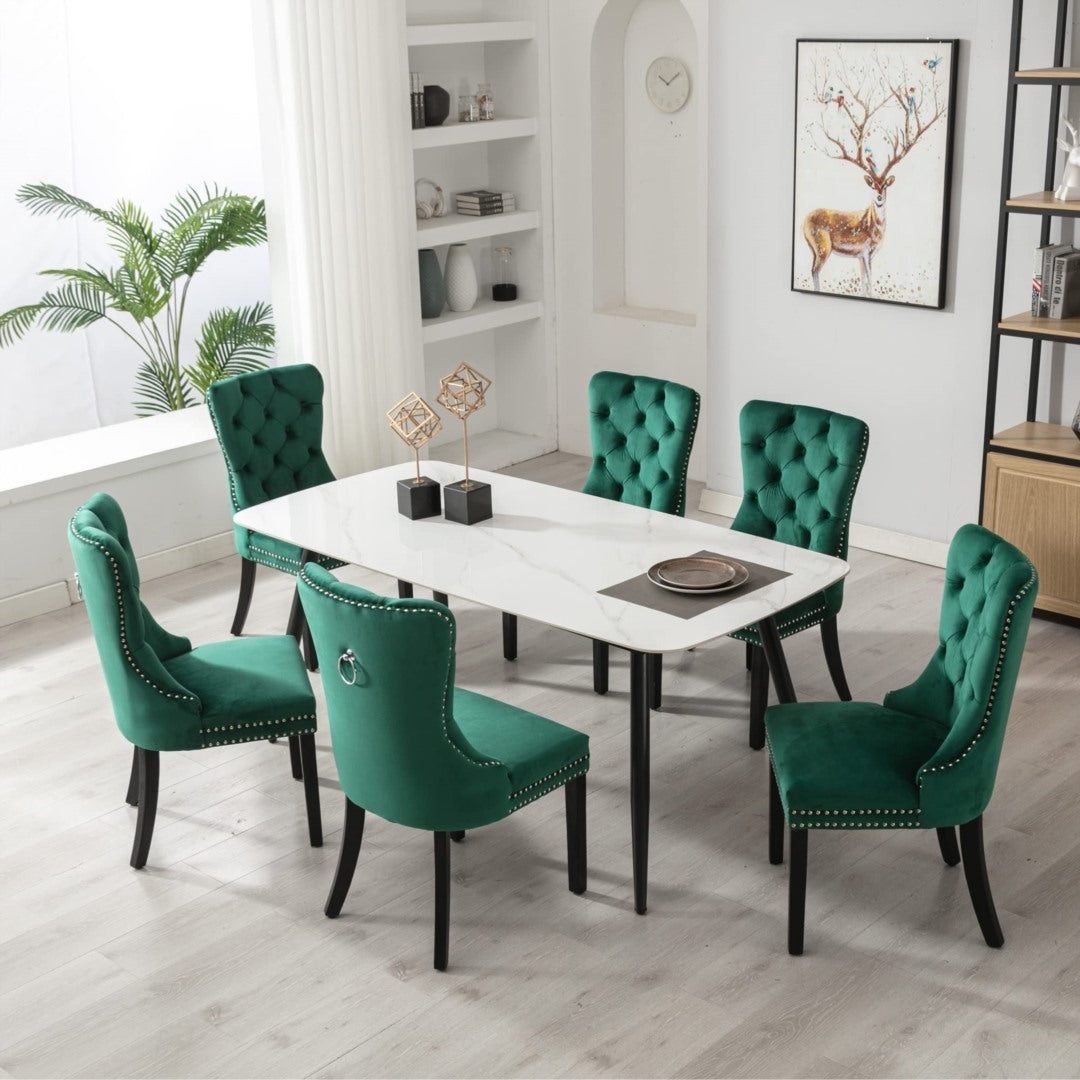 Finch Velvet Dining Chair Set of 2 – Green