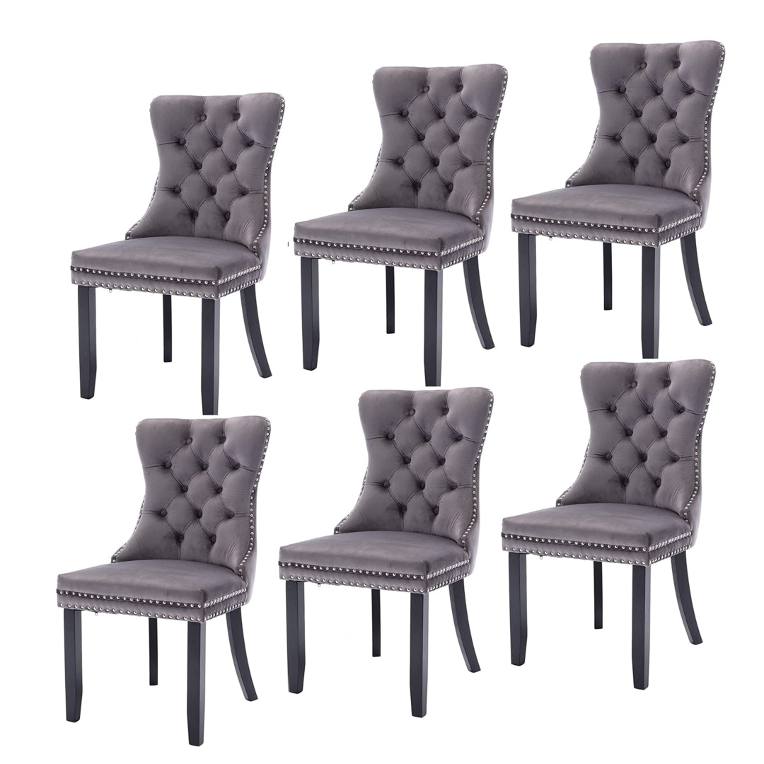 Finley Velvet Dining Chair Set of 6 – Grey