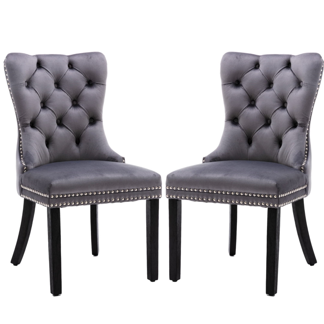 Finley Velvet Dining Chair Set of 6 – Grey