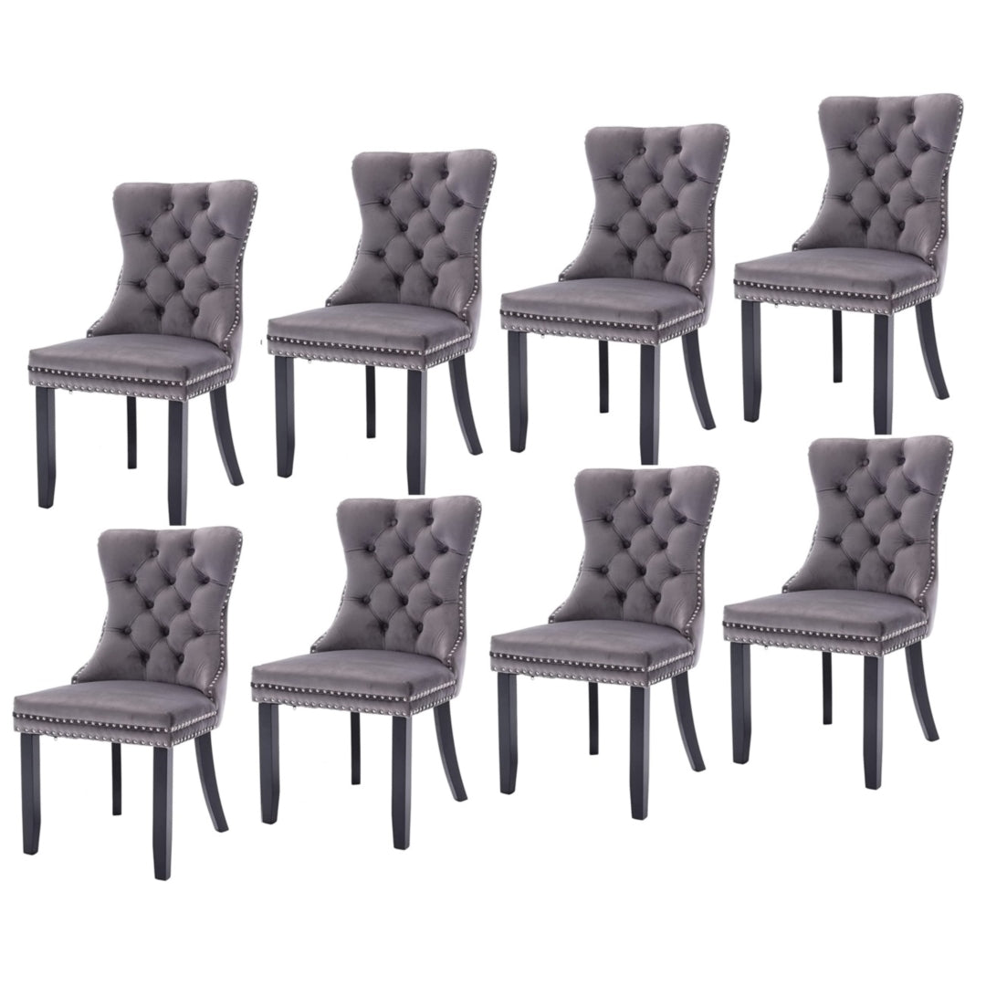 Finley Velvet Dining Chair Set of 8 – Grey