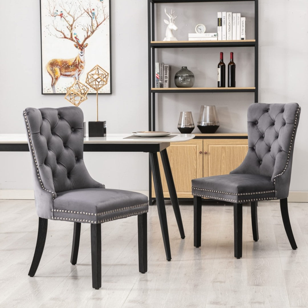 Finley Velvet Dining Chair Set of 8 – Grey