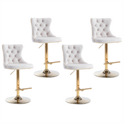 Versatile Velvet Gas-Lift Swivel Bar Stool Set of 4 – Beige