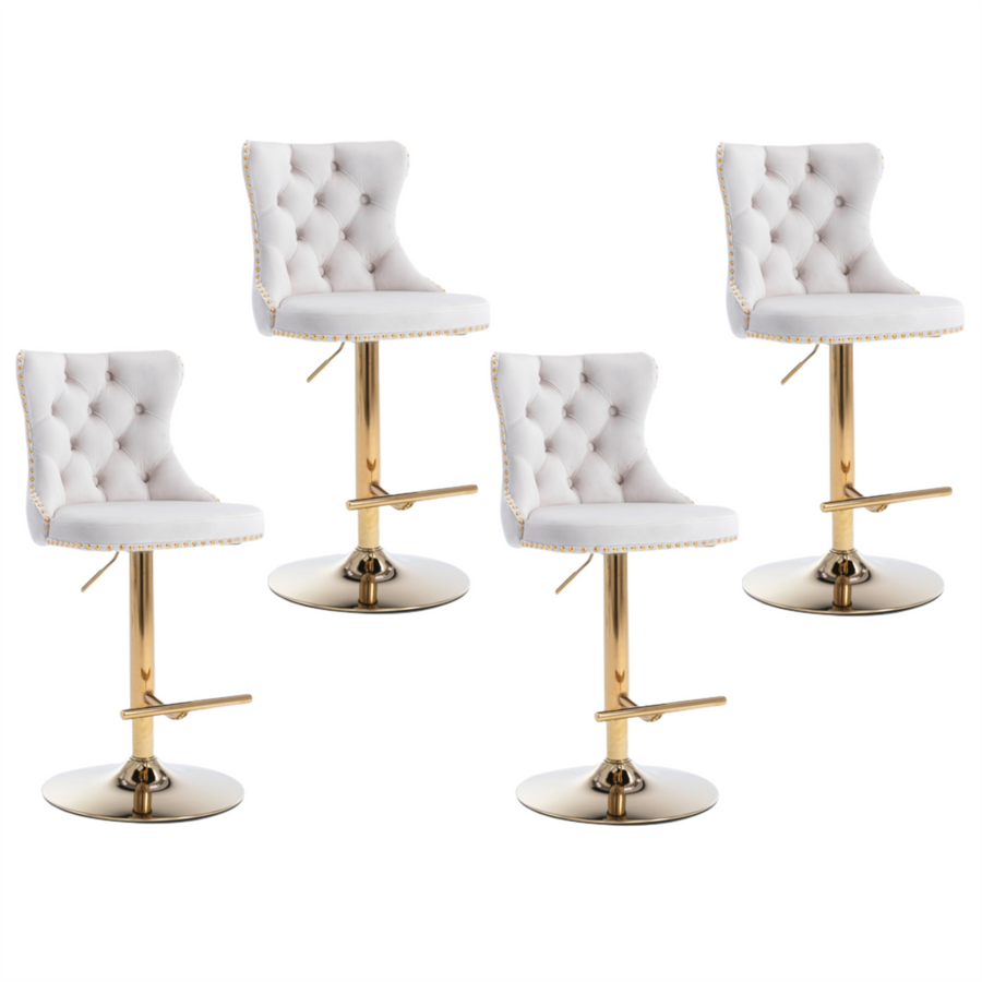 Versatile Velvet Gas-Lift Swivel Bar Stool Set of 4 – Beige