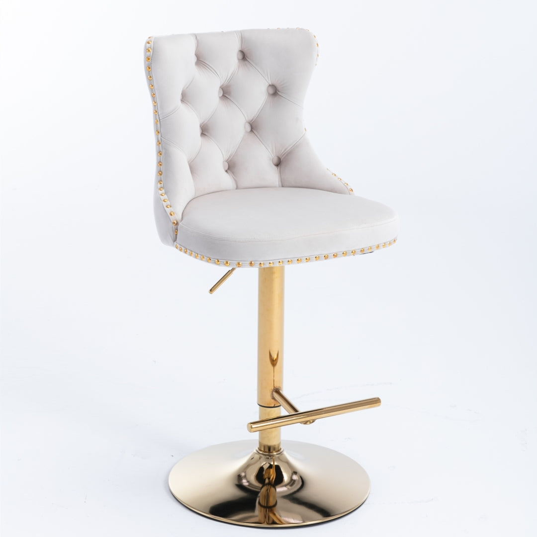 Versatile Velvet Gas-Lift Swivel Bar Stool Set of 4 – Beige