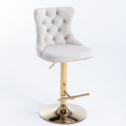 Versatile Velvet Gas-Lift Swivel Bar Stool Set of 4 – Beige