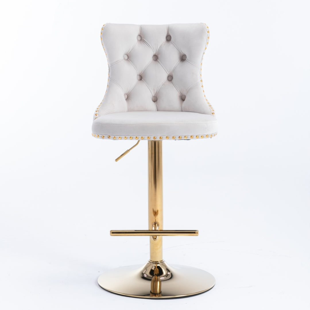 Versatile Velvet Gas-Lift Swivel Bar Stool Set of 4 – Beige