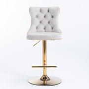 Versatile Velvet Gas-Lift Swivel Bar Stool Set of 4 – Beige
