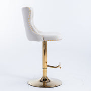 Versatile Velvet Gas-Lift Swivel Bar Stool Set of 4 – Beige