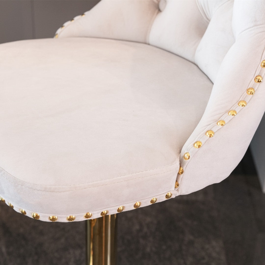 Versatile Velvet Gas-Lift Swivel Bar Stool Set of 4 – Beige