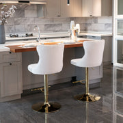 Versatile Velvet Gas-Lift Swivel Bar Stool Set of 4 – Beige