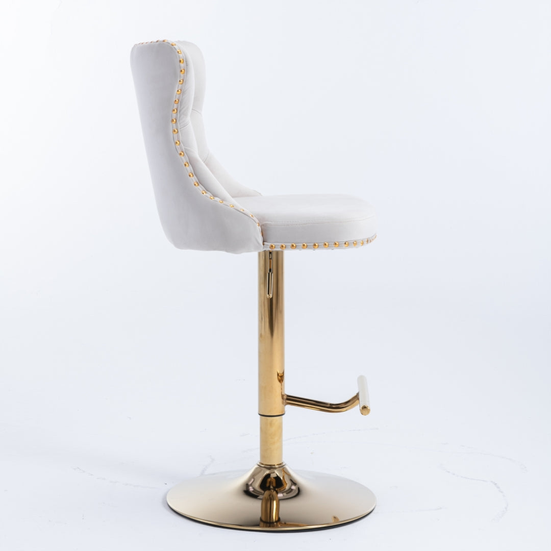 Versatile Velvet Gas-Lift Swivel Bar Stool Set of 2 – Beige