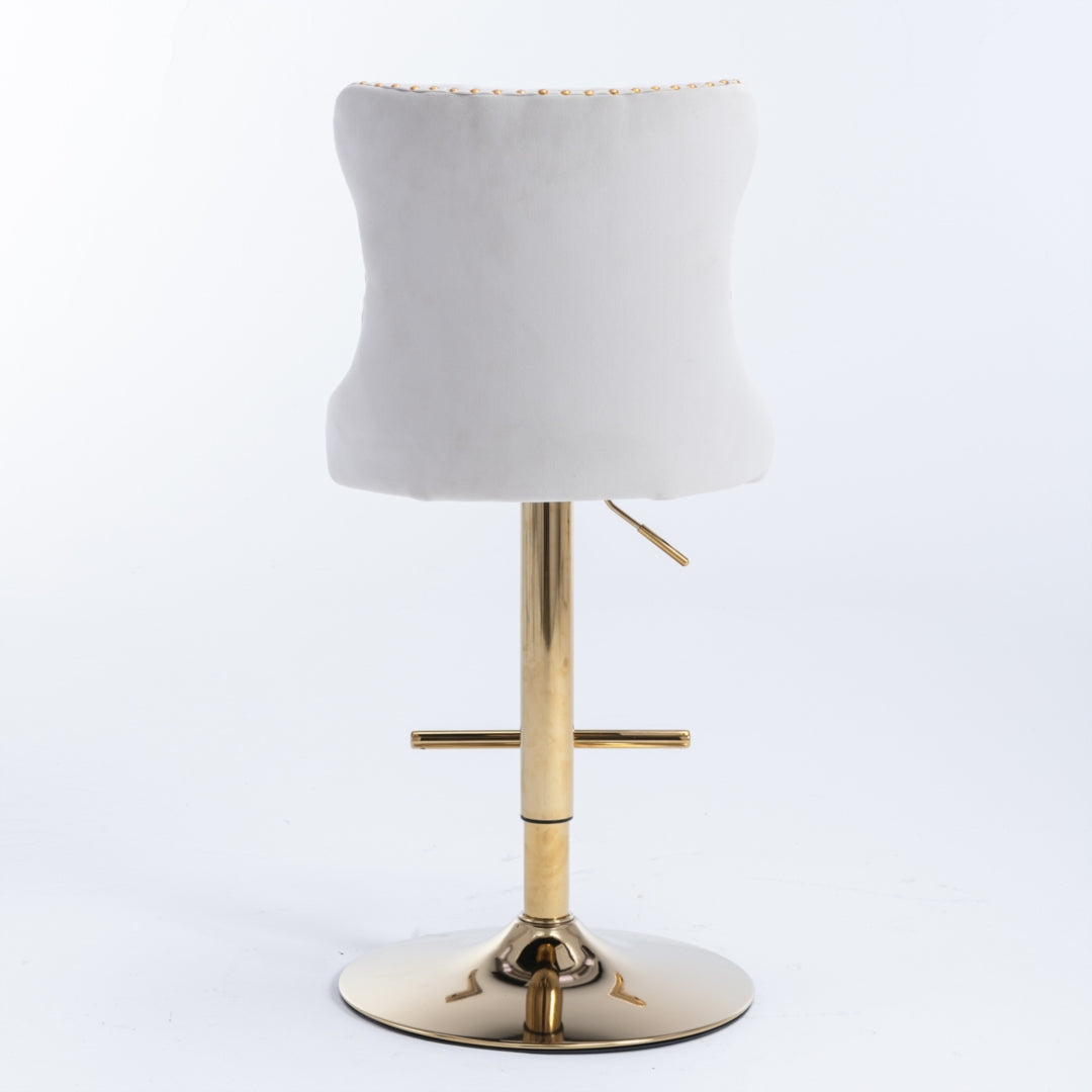 Versatile Velvet Gas-Lift Swivel Bar Stool Set of 2 – Beige