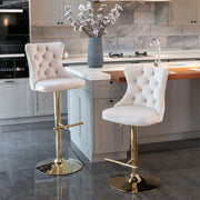 Versatile Velvet Gas-Lift Swivel Bar Stool Set of 2 – Beige