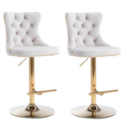 Versatile Velvet Gas-Lift Swivel Bar Stool Set of 2 – Beige