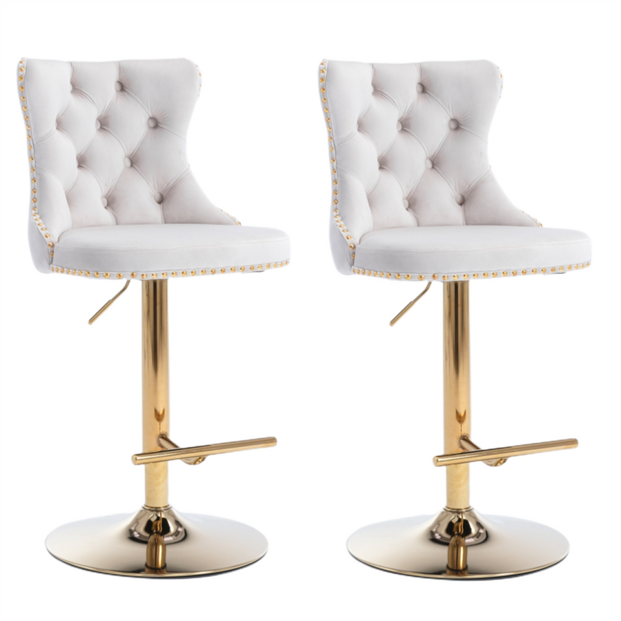 Versatile Velvet Gas-Lift Swivel Bar Stool Set of 2 – Beige