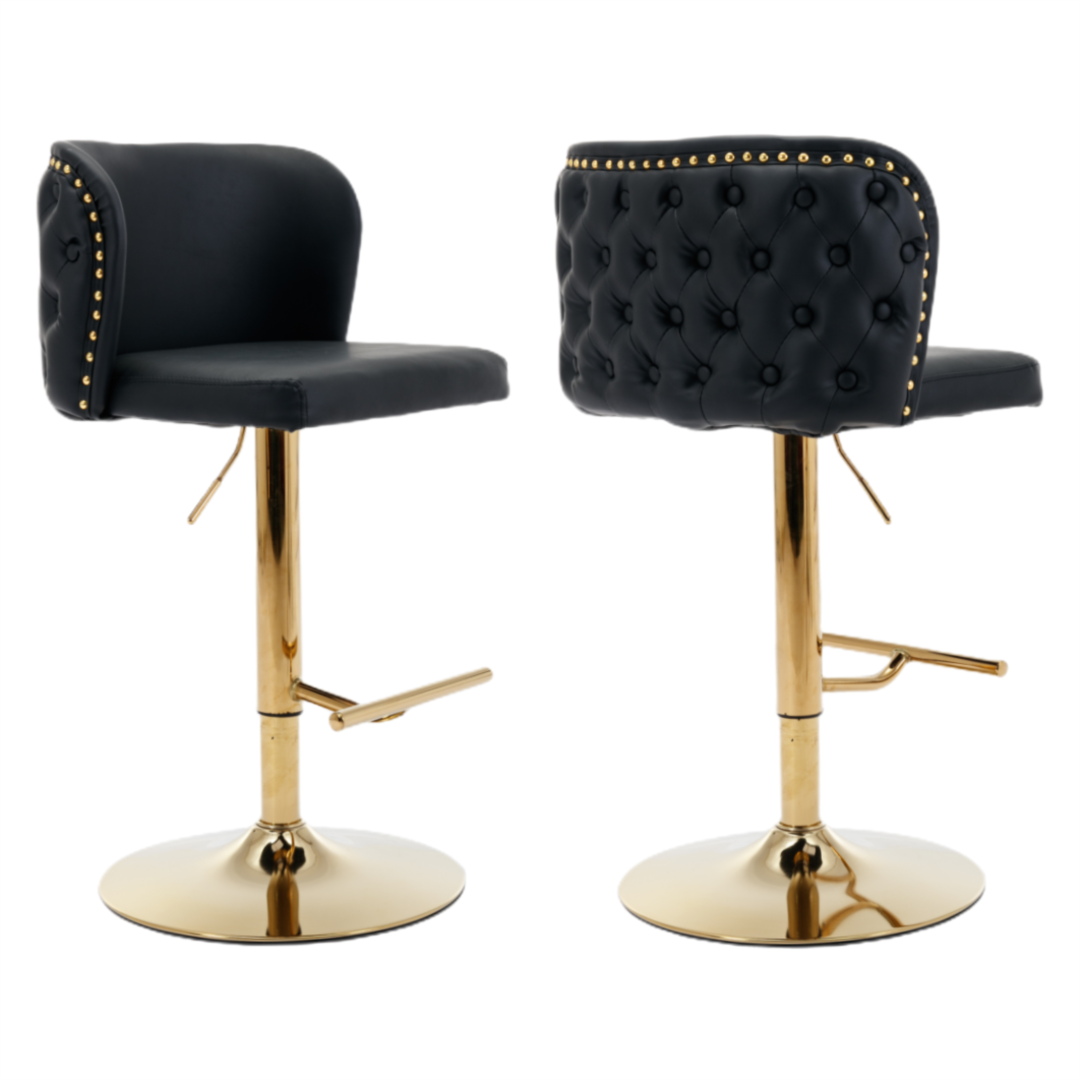 Counter-Height PU Leather Swivel Bar Stool Set of 2 – Black