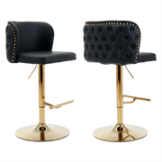 Counter-Height PU Leather Swivel Bar Stool Set of 2 – Black