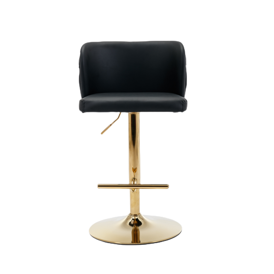 Counter-Height PU Leather Swivel Bar Stool Set of 2 – Black