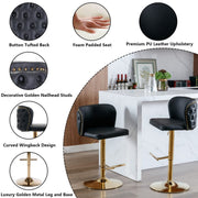 Counter-Height PU Leather Swivel Bar Stool Set of 2 – Black