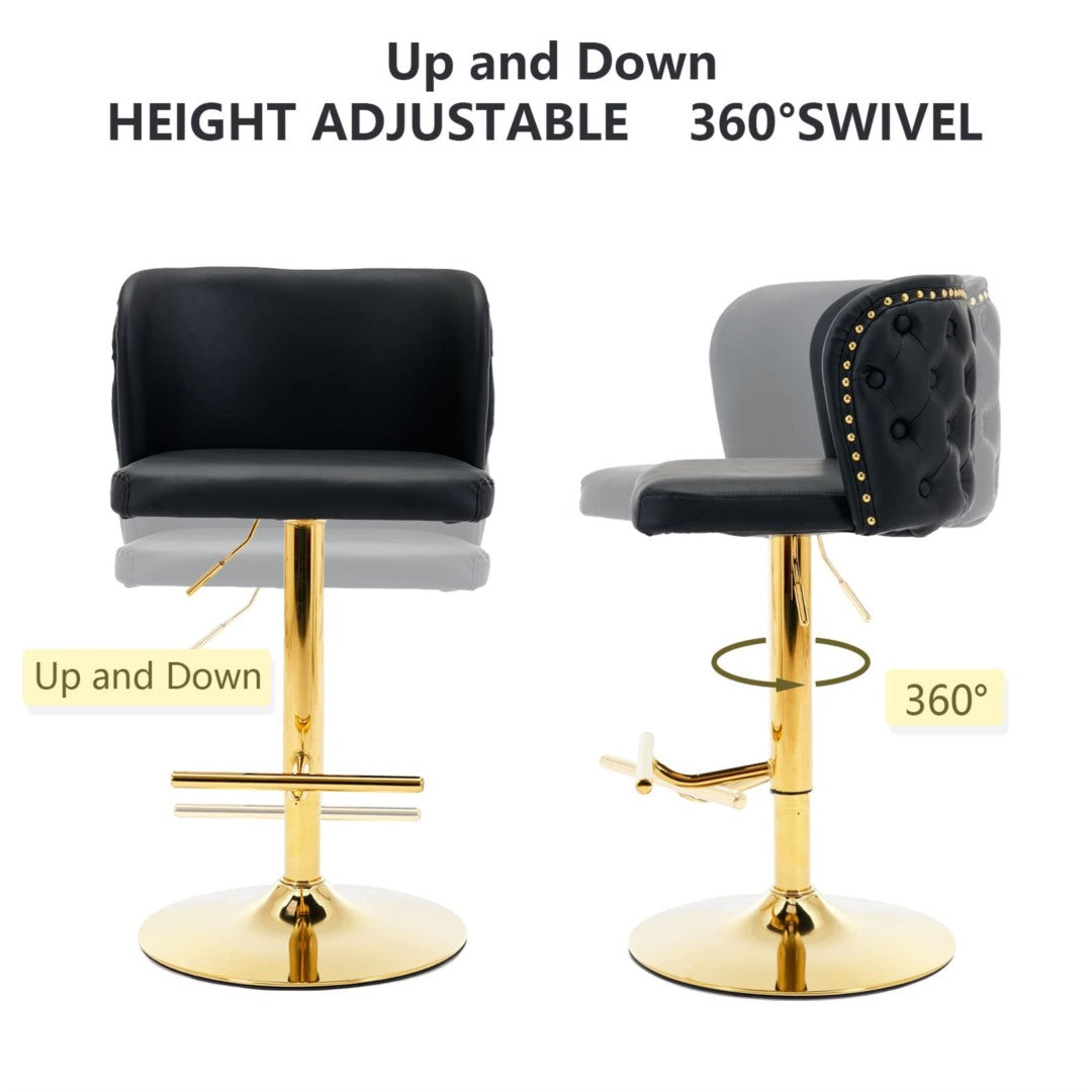 Counter-Height PU Leather Swivel Bar Stool Set of 2 – Black