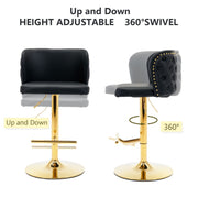 Counter-Height PU Leather Swivel Bar Stool Set of 2 – Black