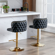 Counter-Height PU Leather Swivel Bar Stool Set of 2 – Black