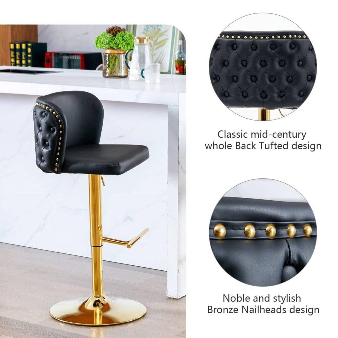 Counter-Height PU Leather Swivel Bar Stool Set of 2 – Black