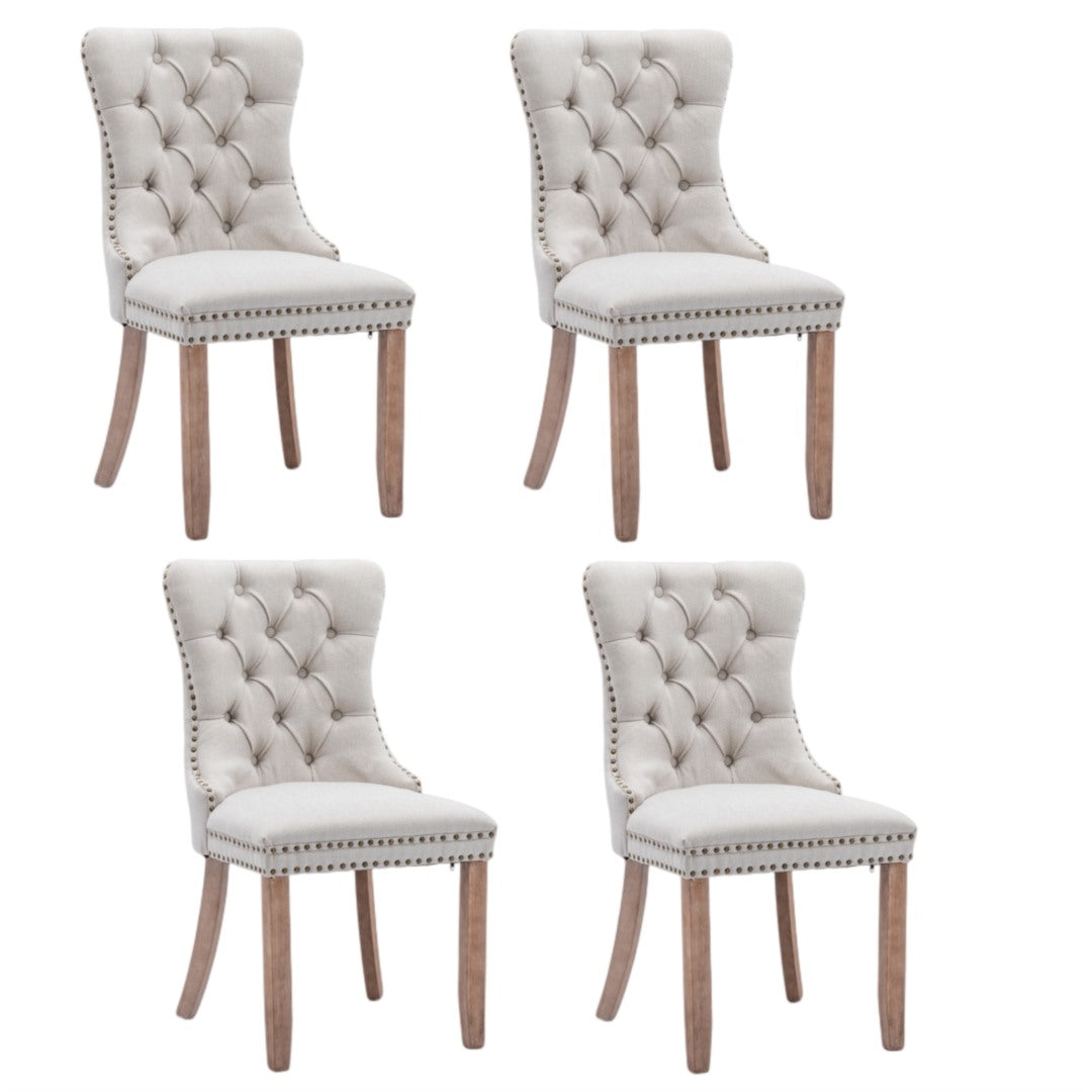 Aaden Fabric Recliner Chair Set of 4 – Beige