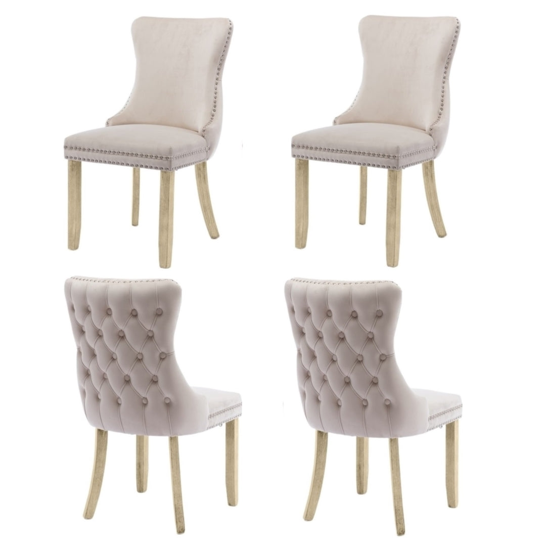 Sutton Velvet Dining Chair Set of 4 – Beige