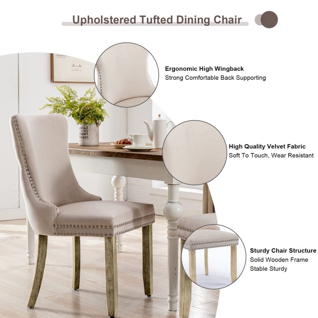 Sutton Velvet Dining Chair Set of 4 – Beige
