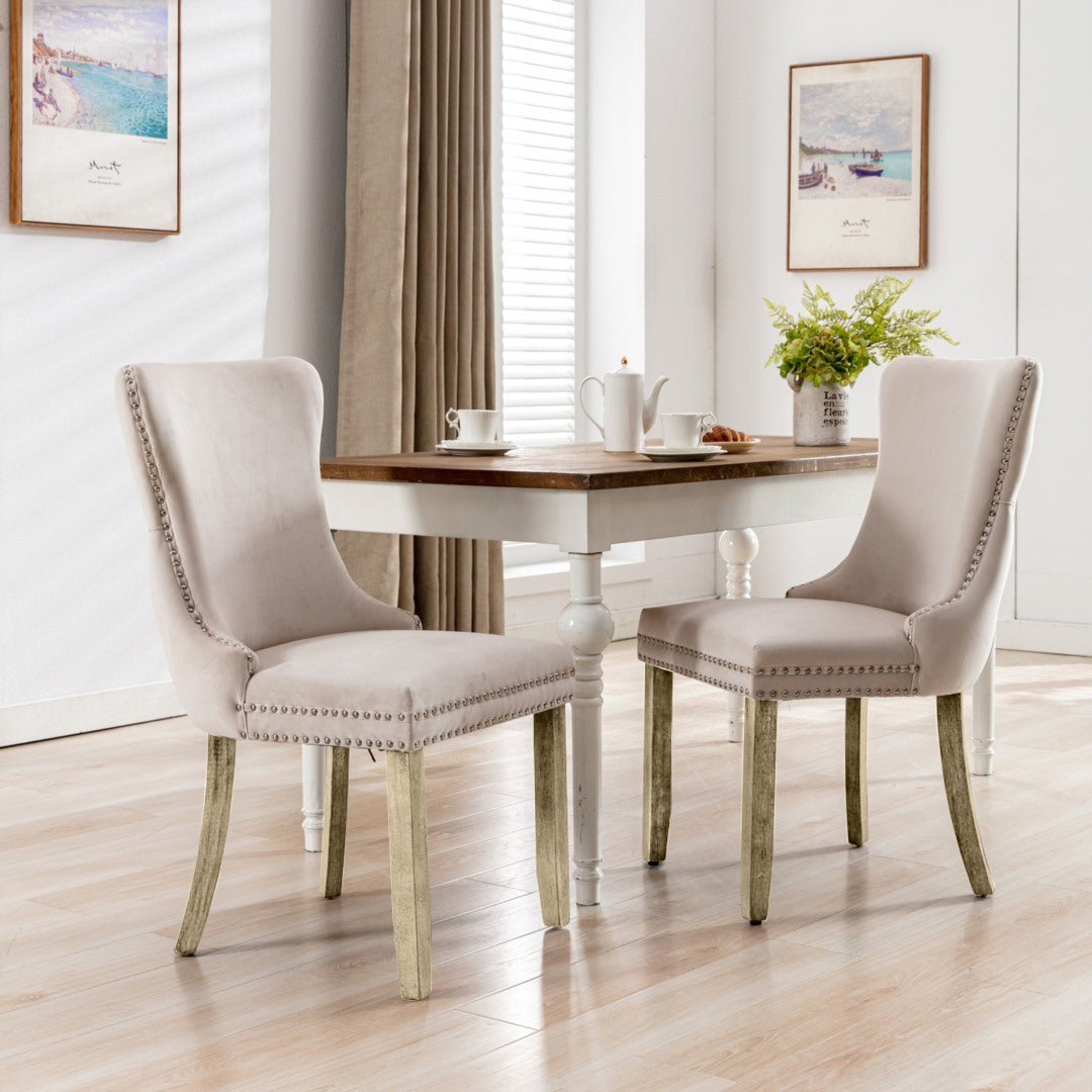 Sutton Velvet Dining Chair Set of 4 – Beige