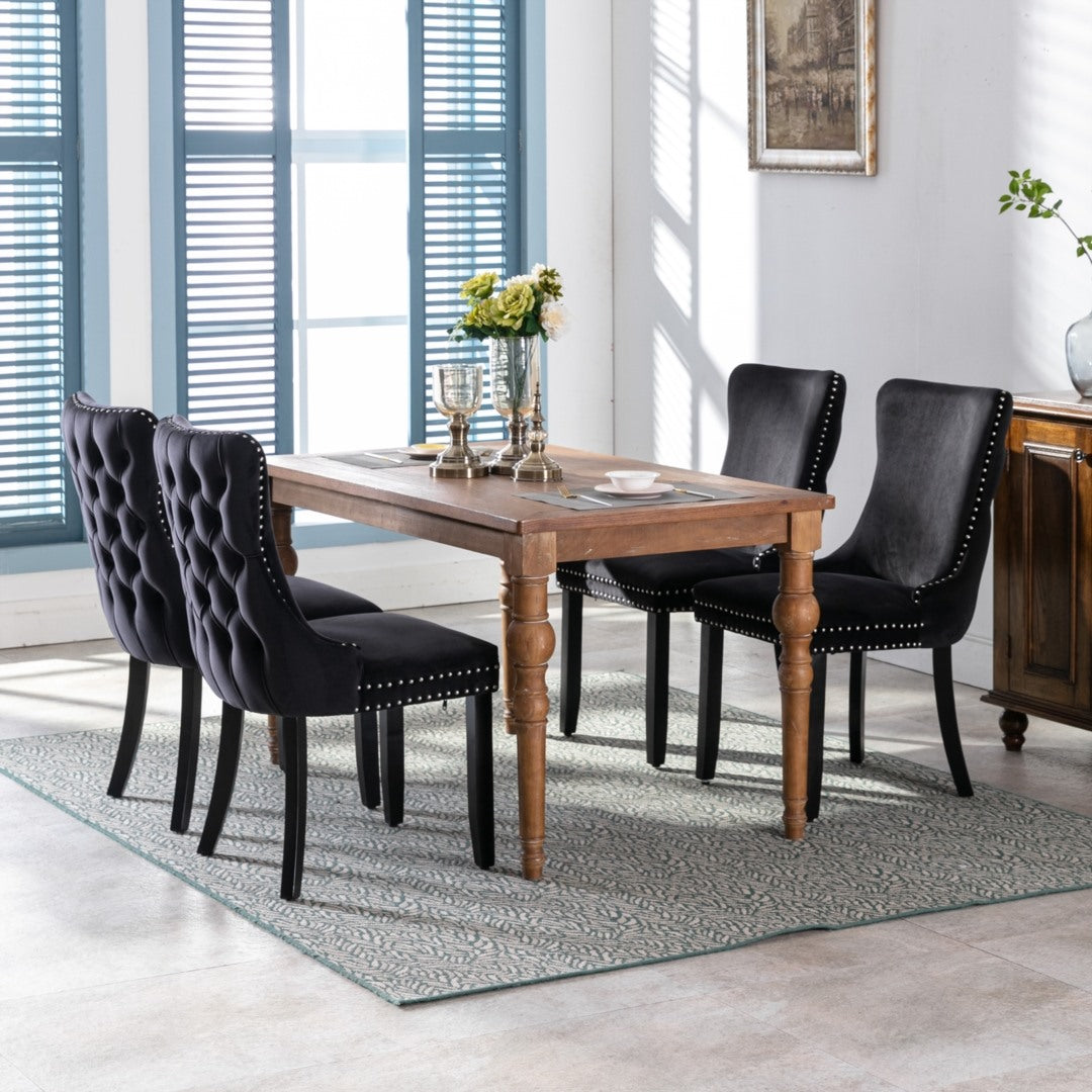 Tivoli Velvet Dining Chair Set of 4 – Black