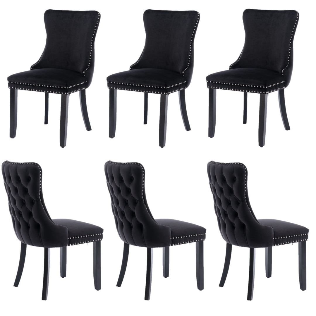 Tivoli Velvet Dining Chair Set of 6 – Black